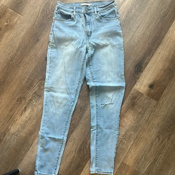 Levi's Mile High Super Skinny Jeans in Light Blue - Picture 3 of 5